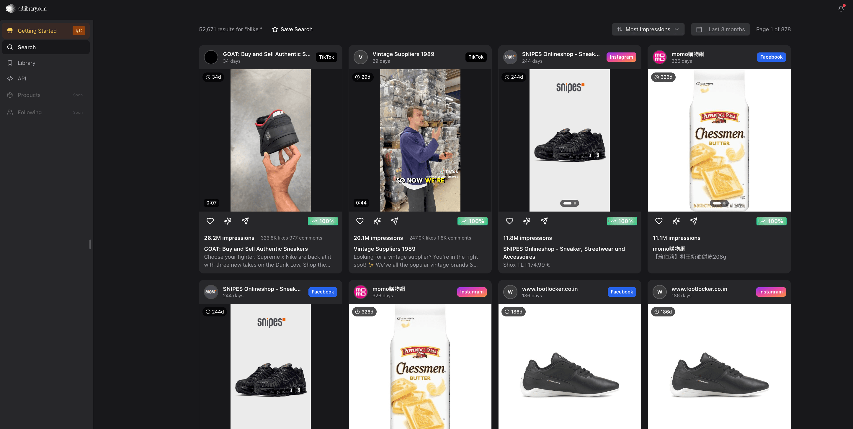 screenshot showing adlibrary.com interface