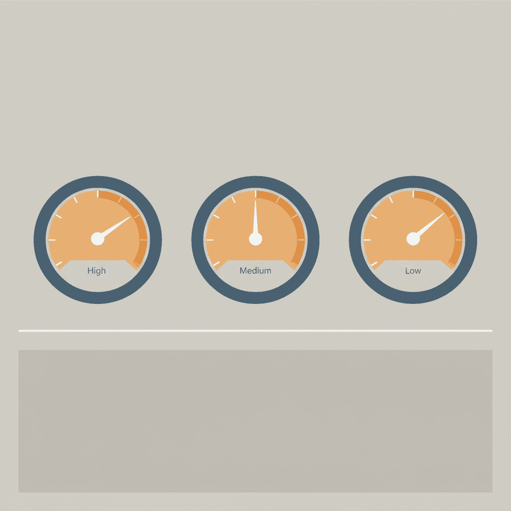 Ad relevance diagnostics dashboard showing three performance gauge meters — quality ranking, engagement rate ranking, and conversion rate ranking